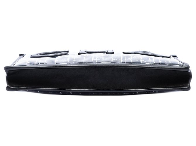 Clutch da polso Chanel Large Quilted Tweed PVC Logo Nera Nero - vista 3