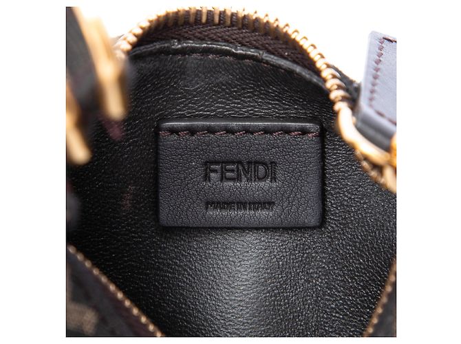 Borsa Hobo Fendigraphy in jacquard FF marrone Fendi Nano - vista 5