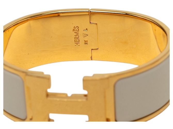 Bracciale Hermès Clic Clac H PM largo in smalto bianco - vista 4