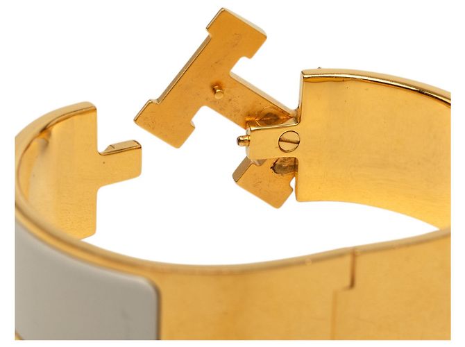 Bracciale Hermès Clic Clac H PM largo in smalto bianco - vista 5