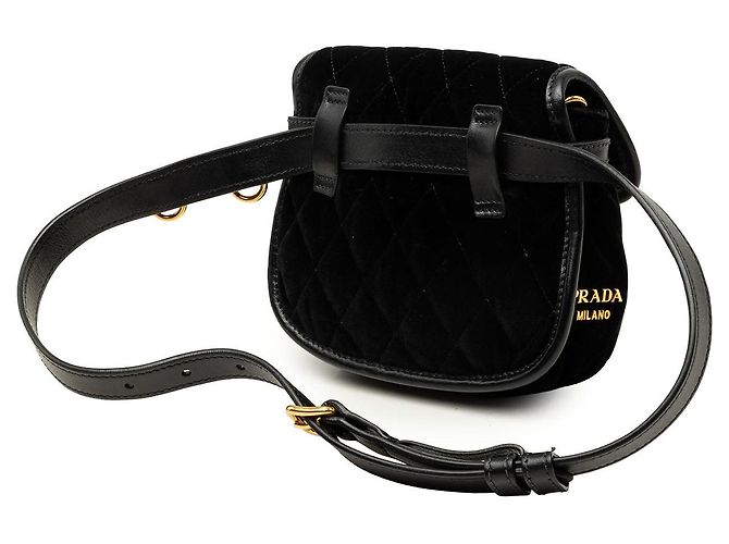 Bolso bandolera Prada Impuntu Velluto Corsaire negro - vista 2