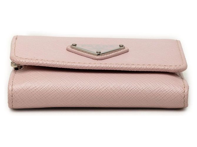 Portafoglio piccolo Prada Saffiano rosa a tre scomparti - vista 3