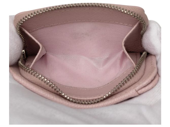 Portafoglio piccolo Prada Saffiano rosa a tre scomparti - vista 5