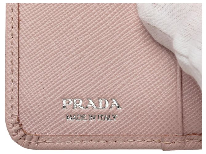 Portafoglio piccolo Prada Saffiano rosa a tre scomparti - vista 6