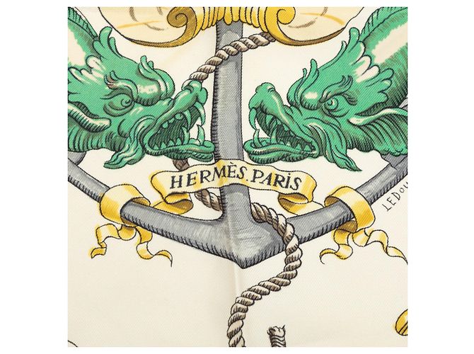 Foulard di seta Hermès Pavois bianco 90 - vista 2