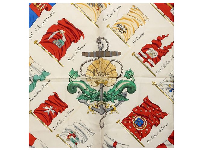 Foulard di seta Hermès Pavois bianco 90 - vista 7