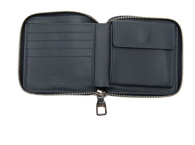 Blue Louis Vuitton Monogram Denim Watercolor Hickory Stripes Compact Wallet on Strap Small Wallets - view 4
