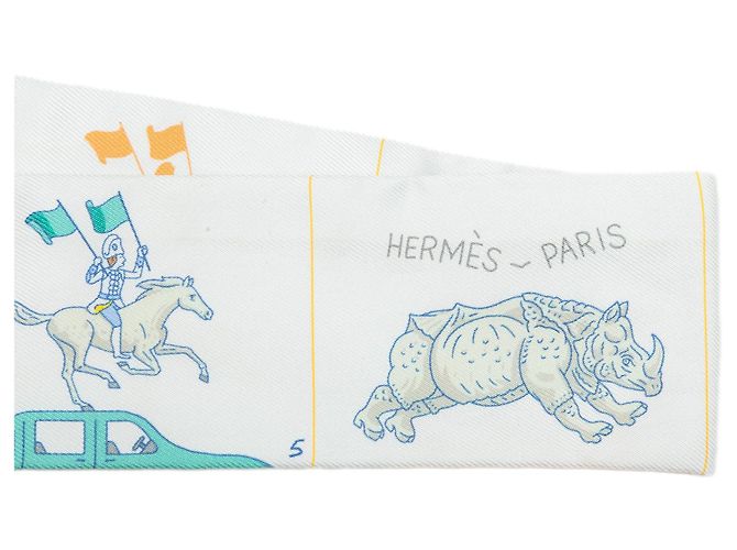 Lenço de seda Twilly Hermès Parade Branco - vista 3