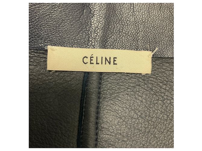 16 Céline Celine dunkelblaue Lammfell-Jacke mit Reißverschluss Marineblau - Ansicht 4