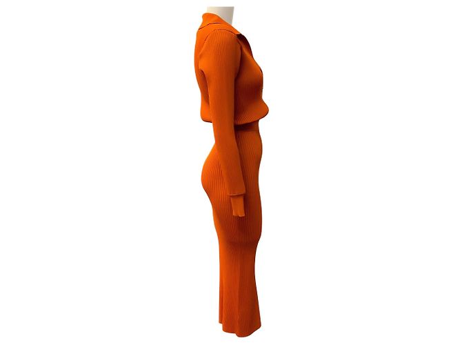 Self portrait Self-Portrait Oranges Rippstrick-Midikleid mit Knöpfen - Ansicht 2