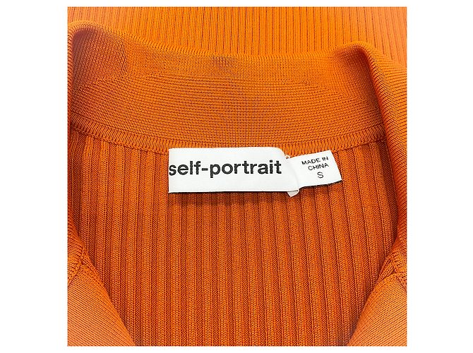 Self portrait Self-Portrait Oranges Rippstrick-Midikleid mit Knöpfen - Ansicht 4