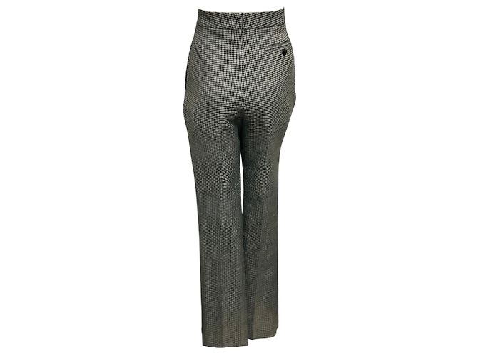 Salvatore Ferragamo Ferragamo Grey Houndstooth Patterned Wool Trousers / Pants - view 3