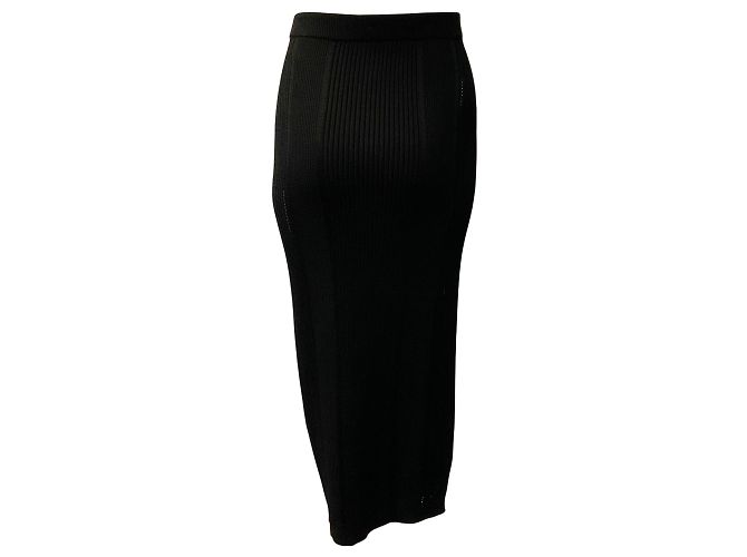 Falda midi Balmain de punto trenzado negro con botones dorados - vista 3