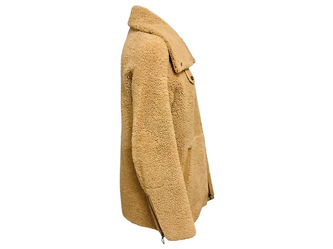 Akris Tan Lamb Shearling Zip Front Jacket Camel - view 2