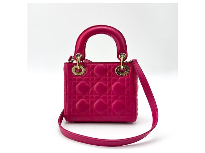 Christian Dior Lady Dior Cannage Quilt Lambskin Mini Rosa - vista 2
