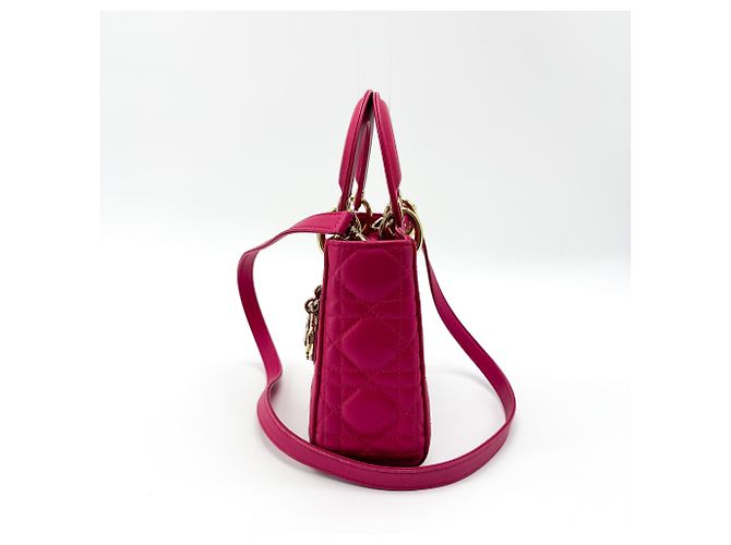 Christian Dior Lady Dior Cannage Quilt Lambskin Mini Rosa - vista 3