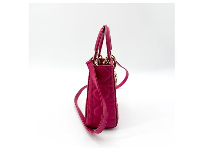 Christian Dior Lady Dior Cannage Quilt Lambskin Mini Rosa - vista 4
