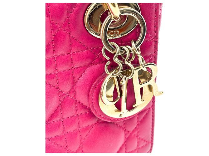 Christian Dior Lady Dior Cannage Quilt Lambskin Mini Rosa - vista 6
