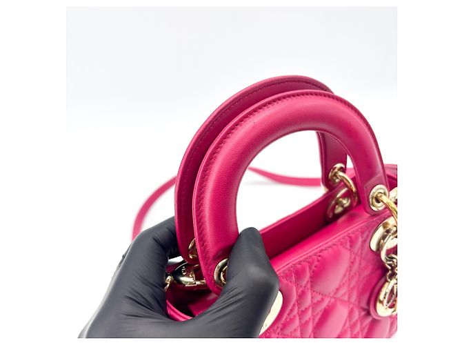 Christian Dior Lady Dior Cannage Quilt Lambskin Mini Rosa - vista 7