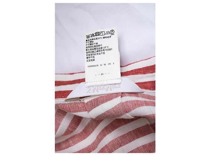 Autre Marque 'S Max Mara, gestreiftes Leinenhemdkleid Weiß Rot - Ansicht 5