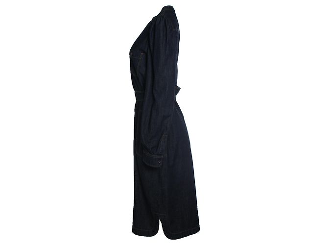 Weekend Max Mara, vestido de ganga com cinto transpassado Azul - vista 4