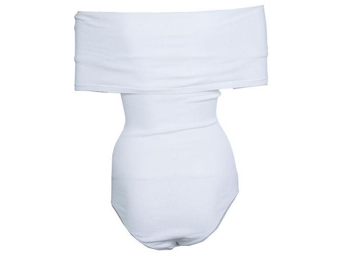 Alaïa, bodysuit de malha off-shoulder em branco - vista 3