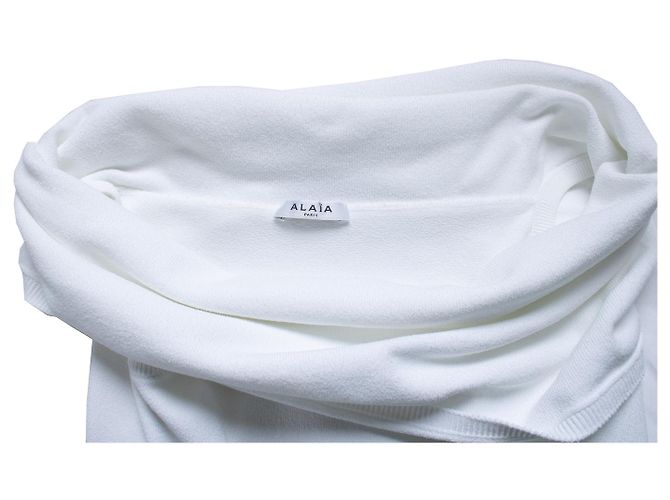 Alaïa, bodysuit de malha off-shoulder em branco - vista 5