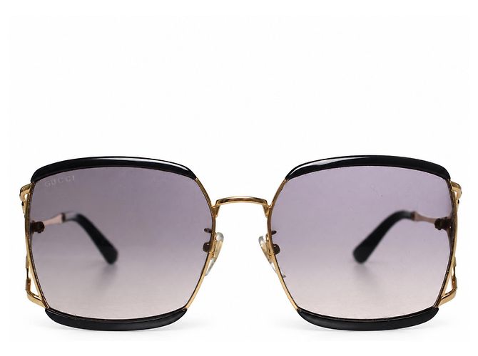 Gucci, gafas de sol cuadradas negras y doradas Negro Dorado - vista 2