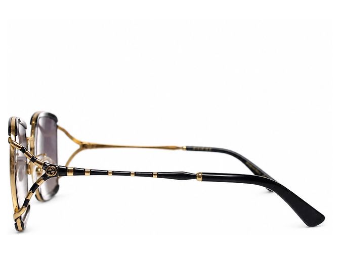 Gucci, gafas de sol cuadradas negras y doradas Negro Dorado - vista 3