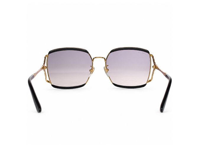 Gucci, gafas de sol cuadradas negras y doradas Negro Dorado - vista 5