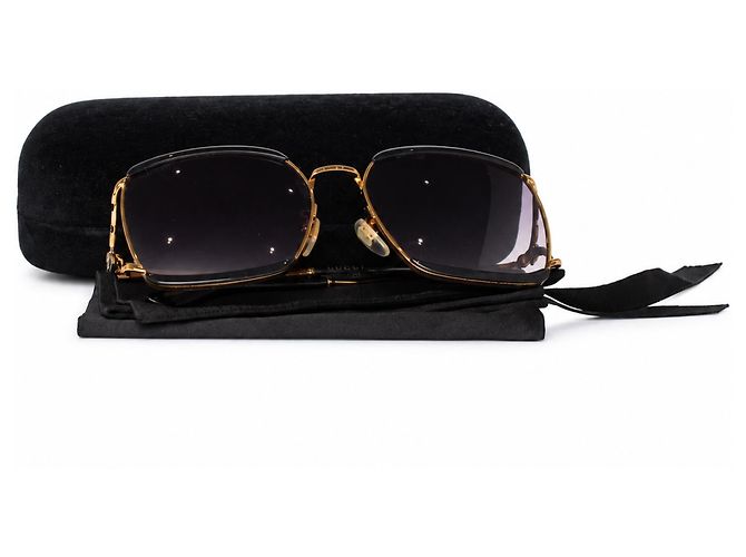 Gucci, gafas de sol cuadradas negras y doradas Negro Dorado - vista 6