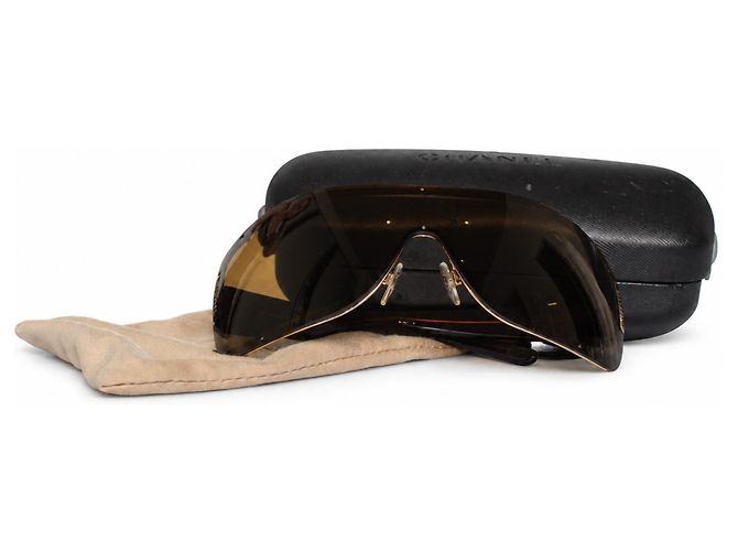 Chanel, gafas de sol shield marrones con acolchado Castaño - vista 3
