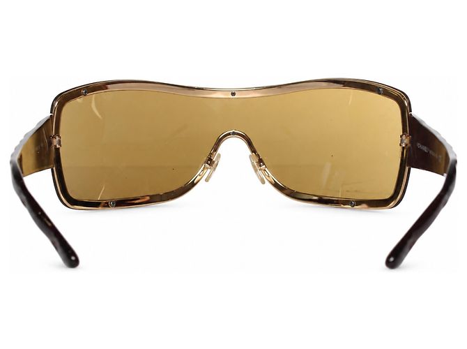 Chanel, gafas de sol shield marrones con acolchado Castaño - vista 5