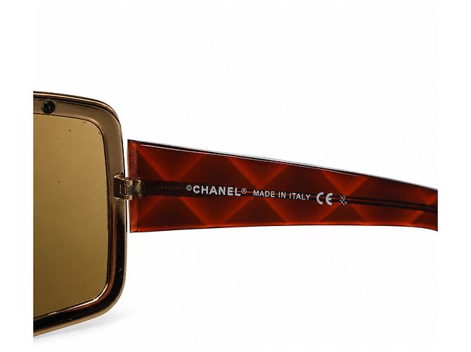 Chanel, gafas de sol shield marrones con acolchado Castaño - vista 8