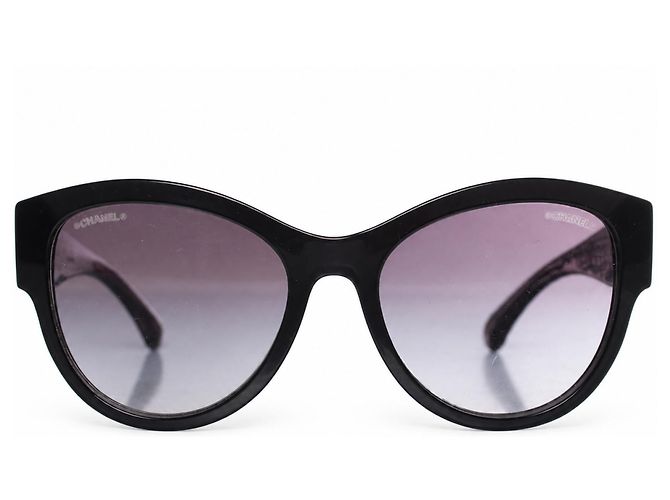 Chanel, gafas de sol negras de gran tamaño con cc plateado Negro - vista 2