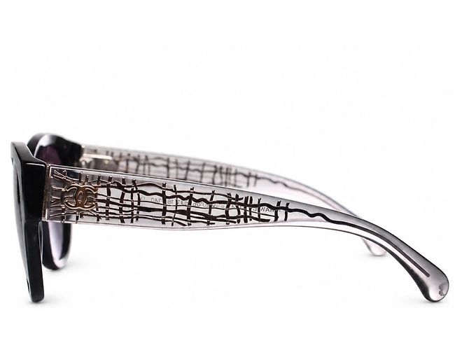 Chanel, gafas de sol negras de gran tamaño con cc plateado Negro - vista 3