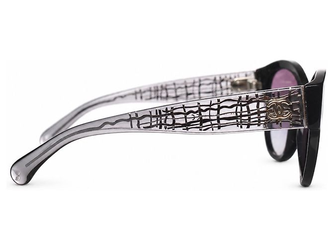 Chanel, gafas de sol negras de gran tamaño con cc plateado Negro - vista 5
