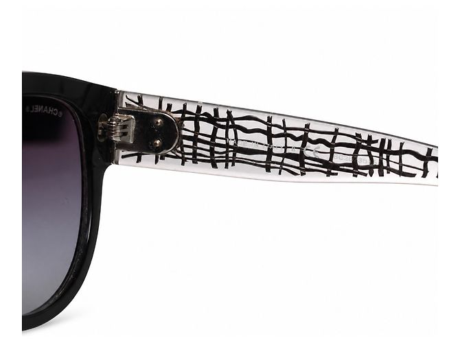 Chanel, gafas de sol negras de gran tamaño con cc plateado Negro - vista 7