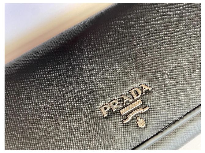 Prada Portafoglio in pelle Saffiano Nero - vista 3