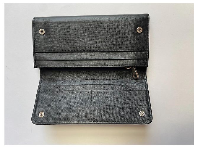 Prada Portafoglio in pelle Saffiano Nero - vista 7