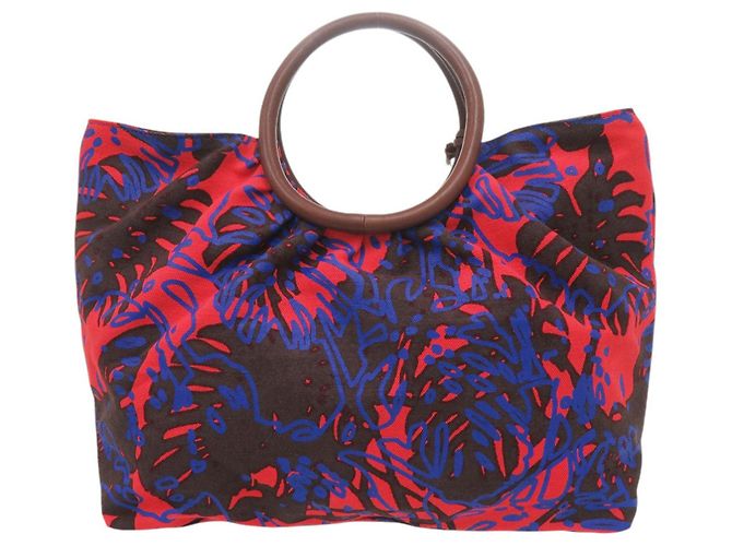 Borsa in pelle e tela Vivienne Westwood Marrone Rosso Blu - vista 3