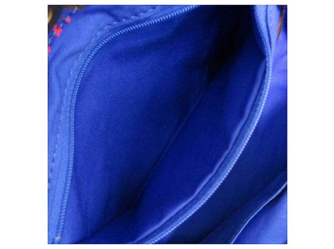 Borsa in pelle e tela Vivienne Westwood Marrone Rosso Blu - vista 7