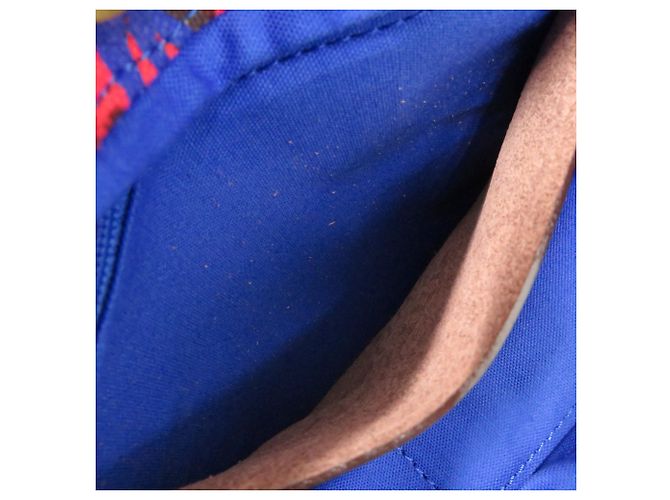 Borsa in pelle e tela Vivienne Westwood Marrone Rosso Blu - vista 8