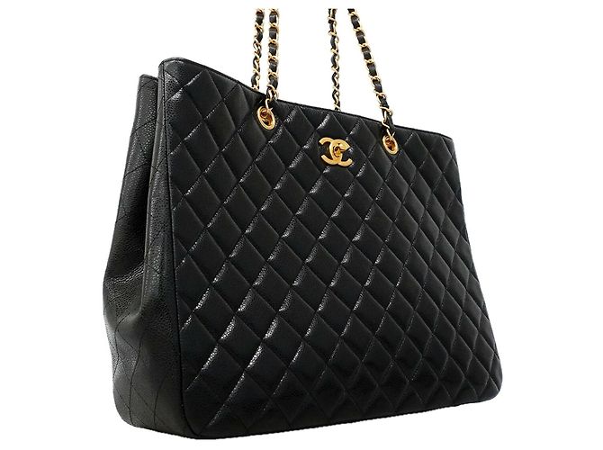 Borsa Tote Chanel in pelle di vitello martellata nera Nero - vista 2