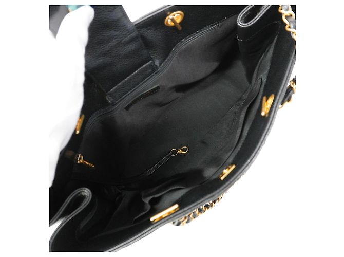 Borsa Tote Chanel in pelle di vitello martellata nera Nero - vista 4