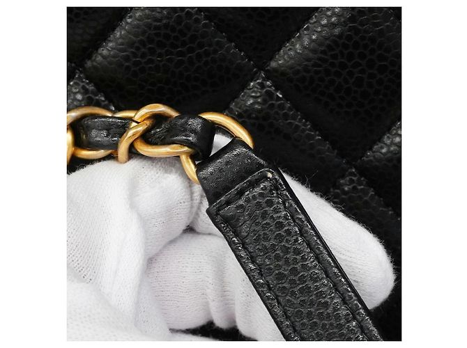 Borsa Tote Chanel in pelle di vitello martellata nera Nero - vista 6