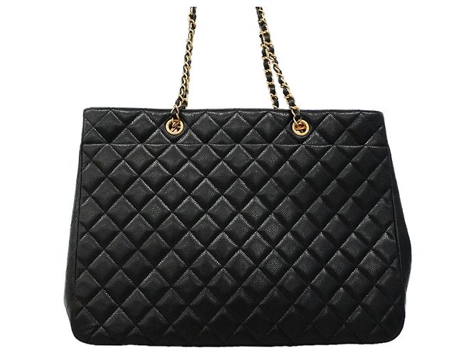 Borsa Tote Chanel in pelle di vitello martellata nera Nero - vista 9