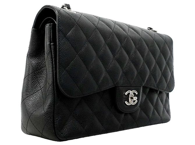 Borsa a tracolla Chanel in vitello martellato nero - vista 2