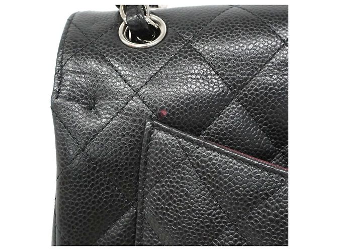 Borsa a tracolla Chanel in vitello martellato nero - vista 7