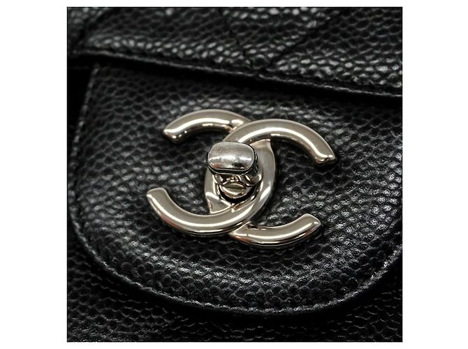 Borsa a tracolla Chanel in vitello martellato nero - vista 9